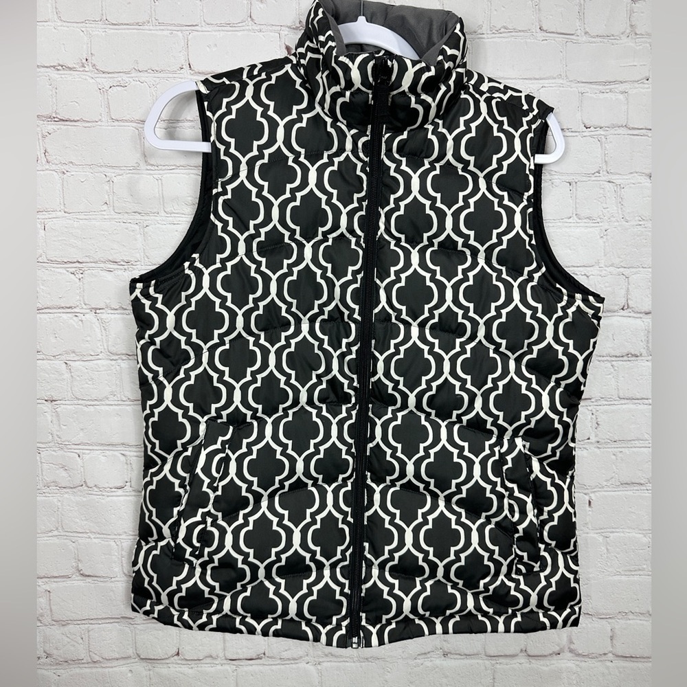 Lands' End Womens Full Zip Down Winter Puffer Vest Navy Blue Sz S 4-6, GUC
